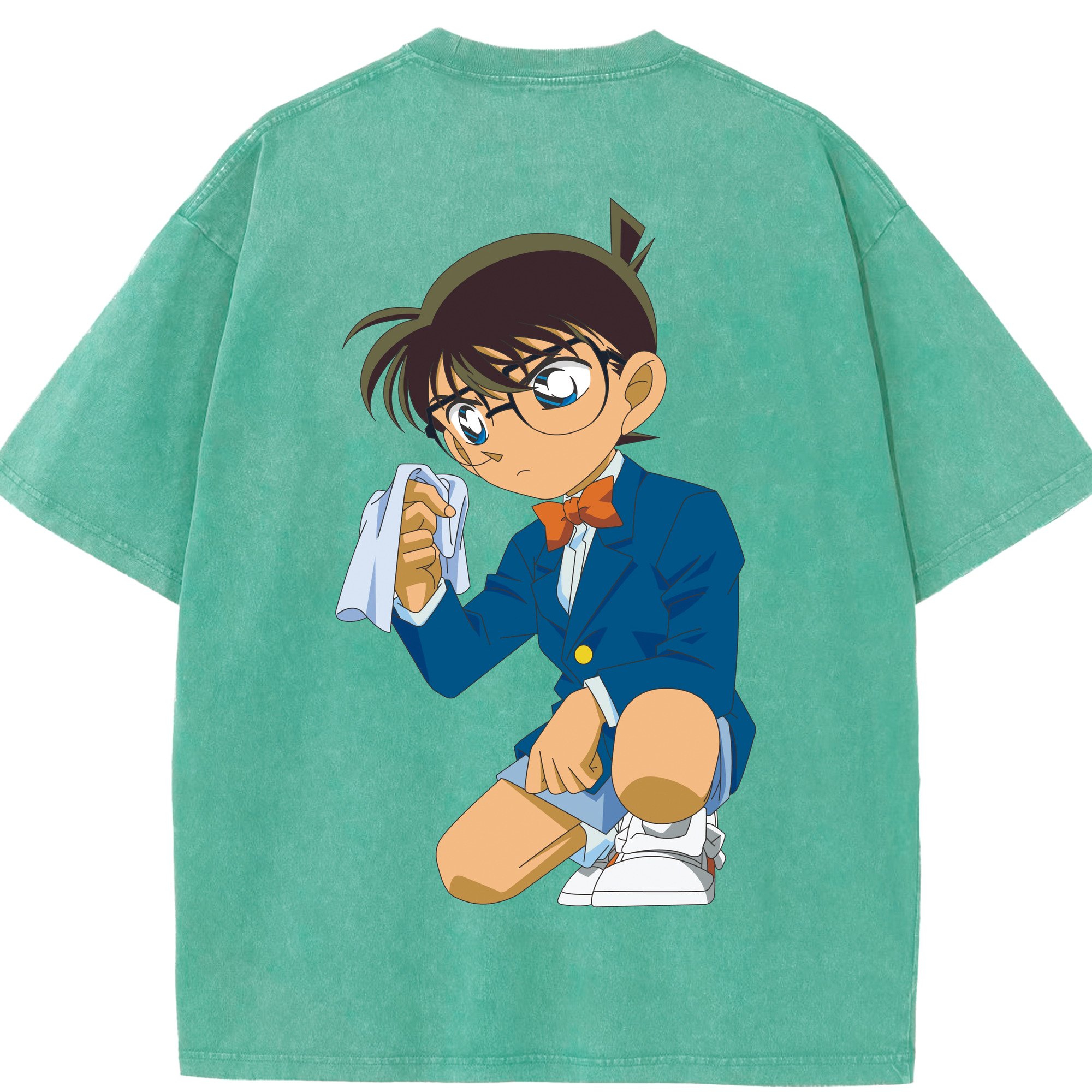 （画像用） 名探偵コナン 江戸川 コナン Detective Conan Conan Edogawa 綿100% ヴィンテージ風 半袖Tシャツ（背面プリント）